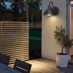 Outdoor Farmhouse Gooseneck Barn Light, Matte Black Dusk to Dawn Waterproof Wall Fixture