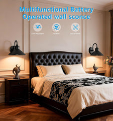 Battery-Powered Wall Light Set of 2, Black Vintage Industrial Style Wireless Wall Light, Installation Video