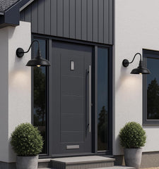 Outdoor Barn Gooseneck Light, Black Farmhouse Industrial Wall Mount Fixture for Porch, Garage, Patio,2-Pack