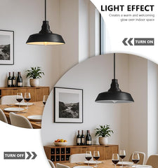 Black Farmhouse Pendant Light – Industrial Dome Ceiling Fixture, 15" & 18"