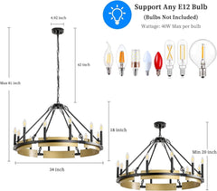Round Wagon Wheel Chandelier