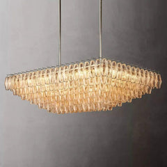 Chiara Glass Multi-Tier Rectangular Chandelier 54"W - Franing