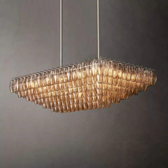 Chiara Glass Multi-Tier Rectangular Chandelier 54"W - Franing