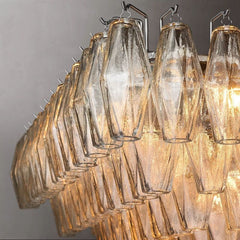 Chiara Glass Tiered Rectangular Chandelier 74" - Franing