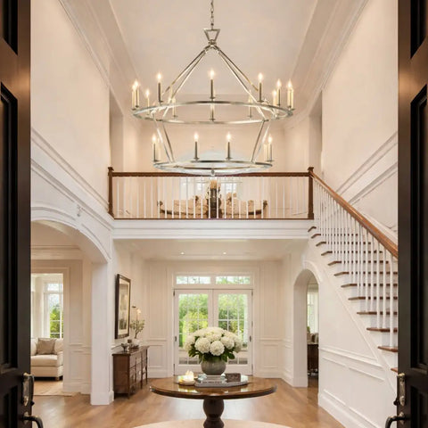 19TH C. ENGLISH OPENWORK TWO-TIER ROUND CHANDELIER 40"