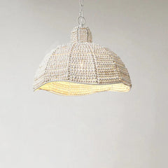 White Beaded Dome Pendant Light
