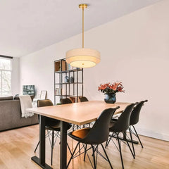 Stylish Drum Living Room Fabric Pendant Light - Franing