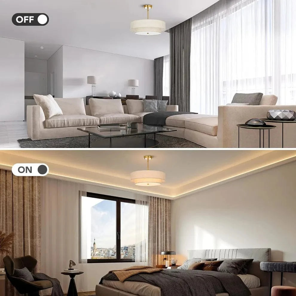 Stylish Drum Living Room Fabric Pendant Light - Franing