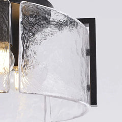 Laia Antique Black Round 3-Light Textured Glass Panels Flush Mount - Franing