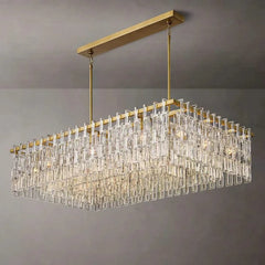 Mariogold Multi-Tier Crystal Chain Rectangular Chandelier 60" - Franing
