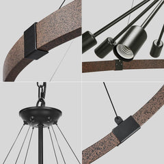 Farmhouse wheel chandelier 8 light metal sputnik pendant light fixture - Franing
