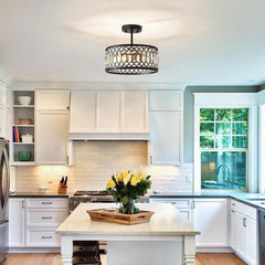 Modern black crystal glass metal chandelier | Entryway ceiling light - Franing