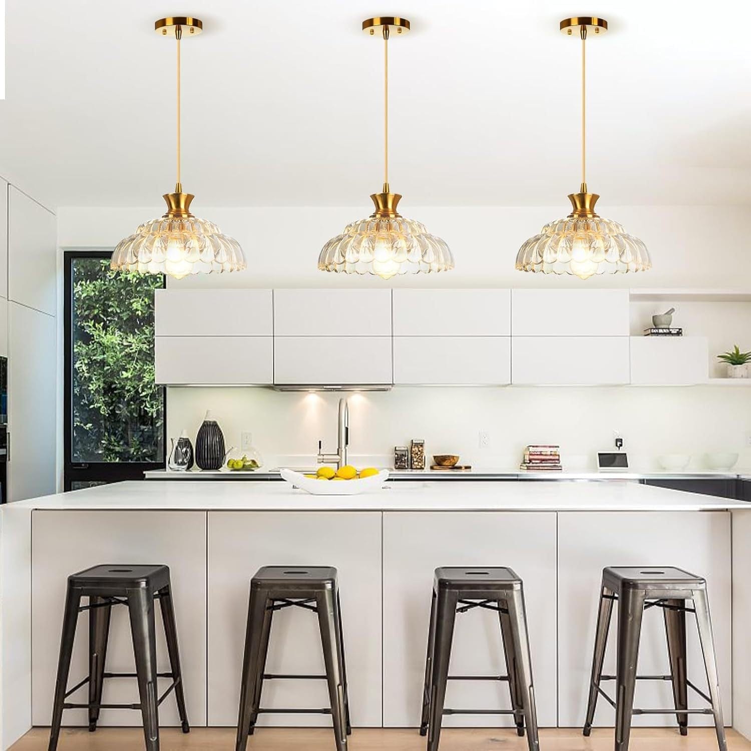 Vintage Gold Petal Glass Bedroom Light, Elegant Modern Fixture  pendant - Franing