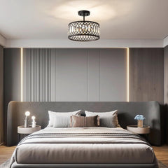 Modern black crystal glass metal chandelier | Entryway ceiling light - Franing