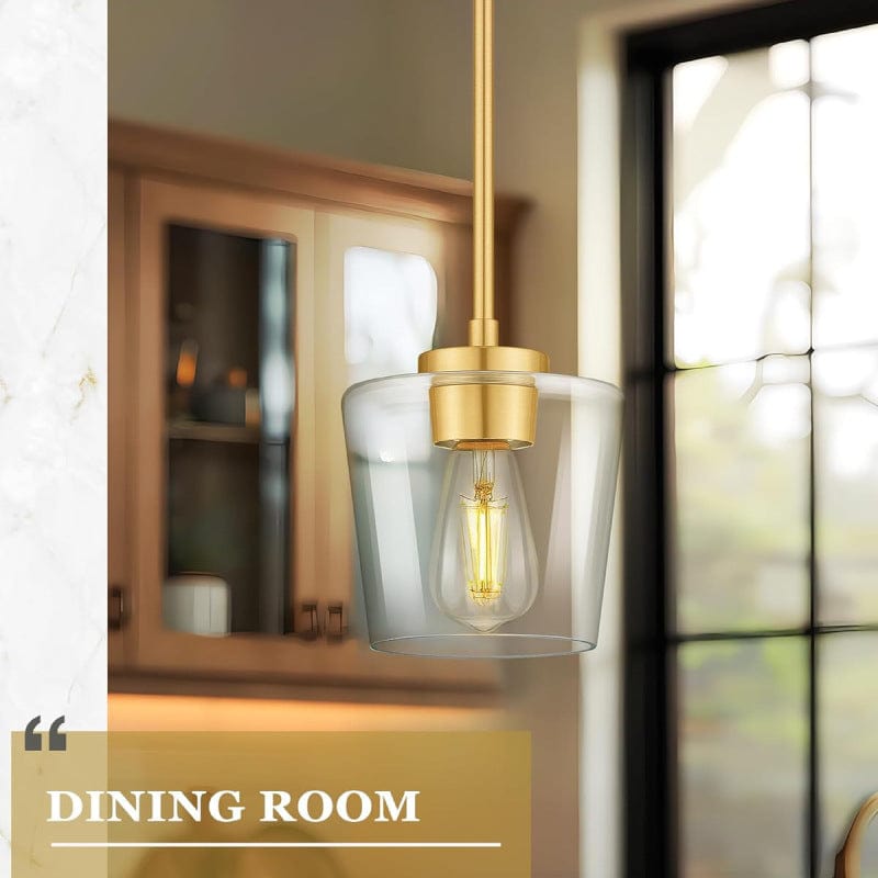 Z-Lite Joliet Olde Brass Modern Teardrop Mini Pendant Light with Clear Glass pendant - Franing