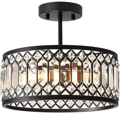 Modern black crystal glass metal chandelier | Entryway ceiling light - Franing
