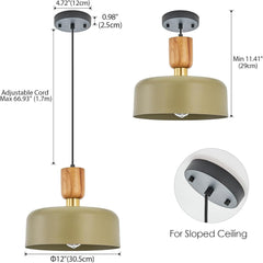 Modern Wood and Brass Adjustable Metal Chandelier - Franing