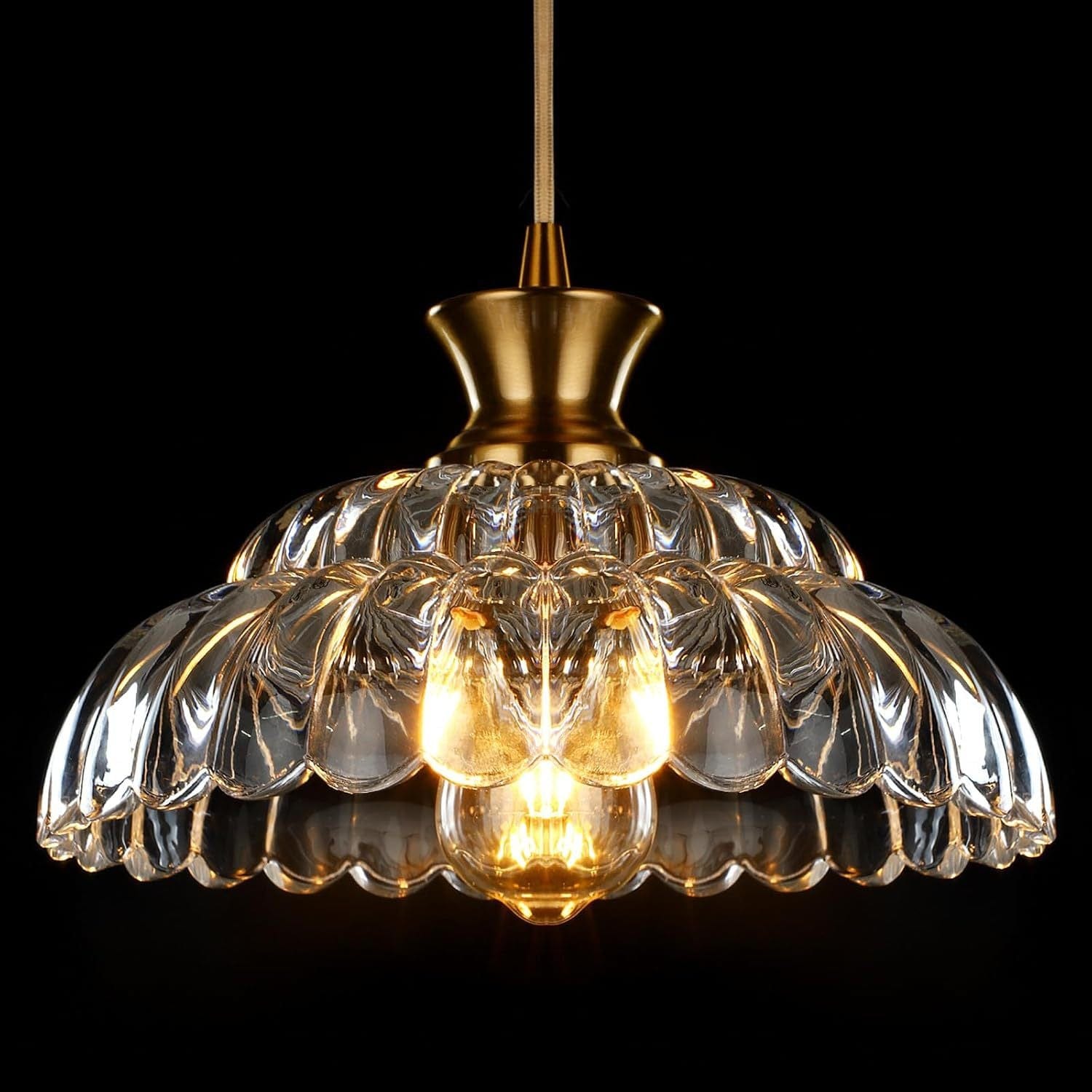 Vintage Gold Petal Glass Bedroom Light, Elegant Modern Fixture  pendant - Franing