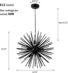 OMUNIN 9-Light Sputnik Chandelier, Mid-Century Starburst Design, Modern Pendant Light - Franing