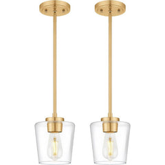 Z-Lite Joliet Olde Brass Modern Teardrop Mini Pendant Light with Clear Glass pendant - Franing