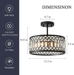 Modern black crystal glass metal chandelier | Entryway ceiling light - Franing