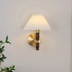 Pleated Walnut Wall Light - Franing