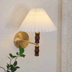 Pleated Walnut Wall Light - Franing