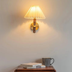 Pleated Walnut Wall Light - Franing