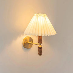 Pleated Walnut Wall Light - Franing