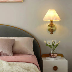Pleated Walnut Wall Light - Franing