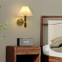 Pleated Walnut Wall Light - Franing