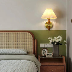 Pleated Walnut Wall Light - Franing