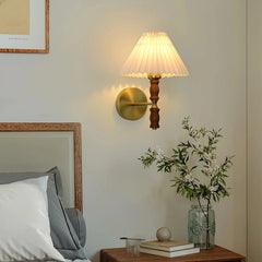Pleated Walnut Wall Light - Franing