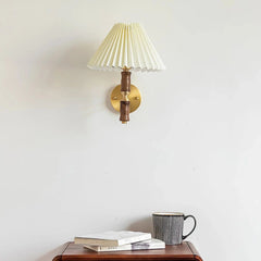 Pleated Walnut Wall Light - Franing