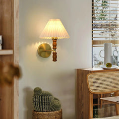 Pleated Walnut Wall Light - Franing