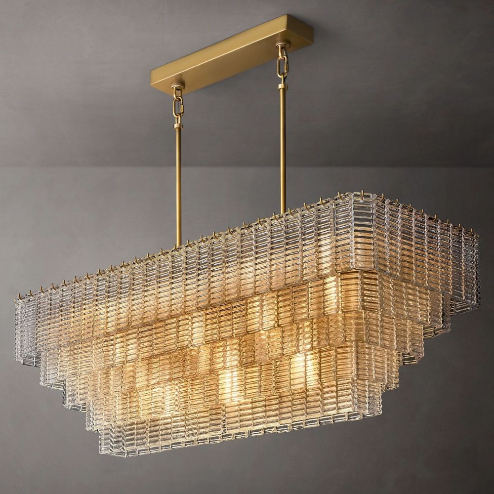Siren Clear Glass Rectangle Chandelier 59" - Franing