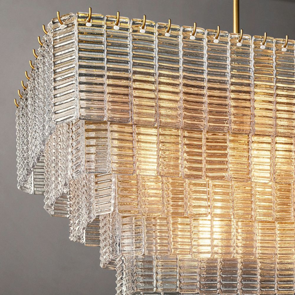 Siren Clear Glass Rectangle Chandelier 59" - Franing