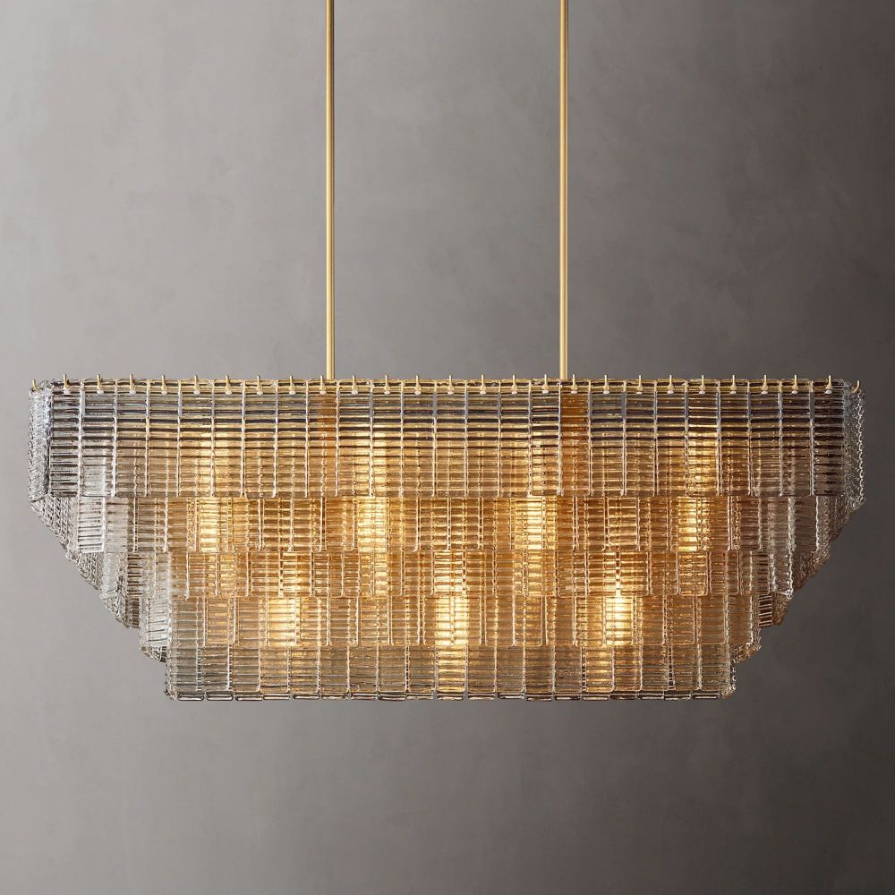 Siren Clear Glass Rectangle Chandelier 59" - Franing