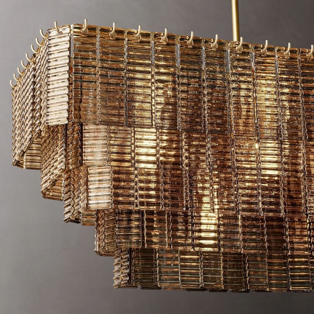 Siren Smoke Glass  Rectangle Chandelier 59" - Franing