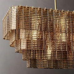 Siren Smoke Glass  Rectangle Chandelier 59" - Franing