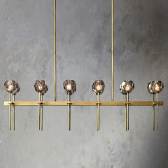 Boule Cristal Double Linear Chandelier 60" - Franing