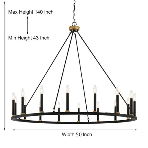 Adriana wagon wheel chandelier, 50-inch diameter, 16-light, brass aged zinc finish, inspired by 19th-century English design