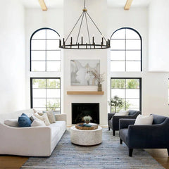 Adriana wagon wheel chandelier, 50-inch diameter, 16-light, brass aged zinc finish, inspired by 19th-century English design