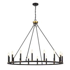 Adriana 19th-C English Wagon Wheel Chandelier, 36″–72″, 10–20 Lights | Farmhouse Metal by Franing