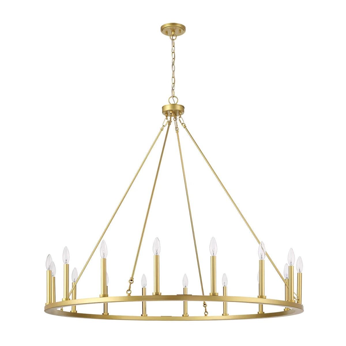 Adriana 19th-C English Wagon Wheel Chandelier, 36″–72″, 10–20 Lights | Farmhouse Metal by Franing