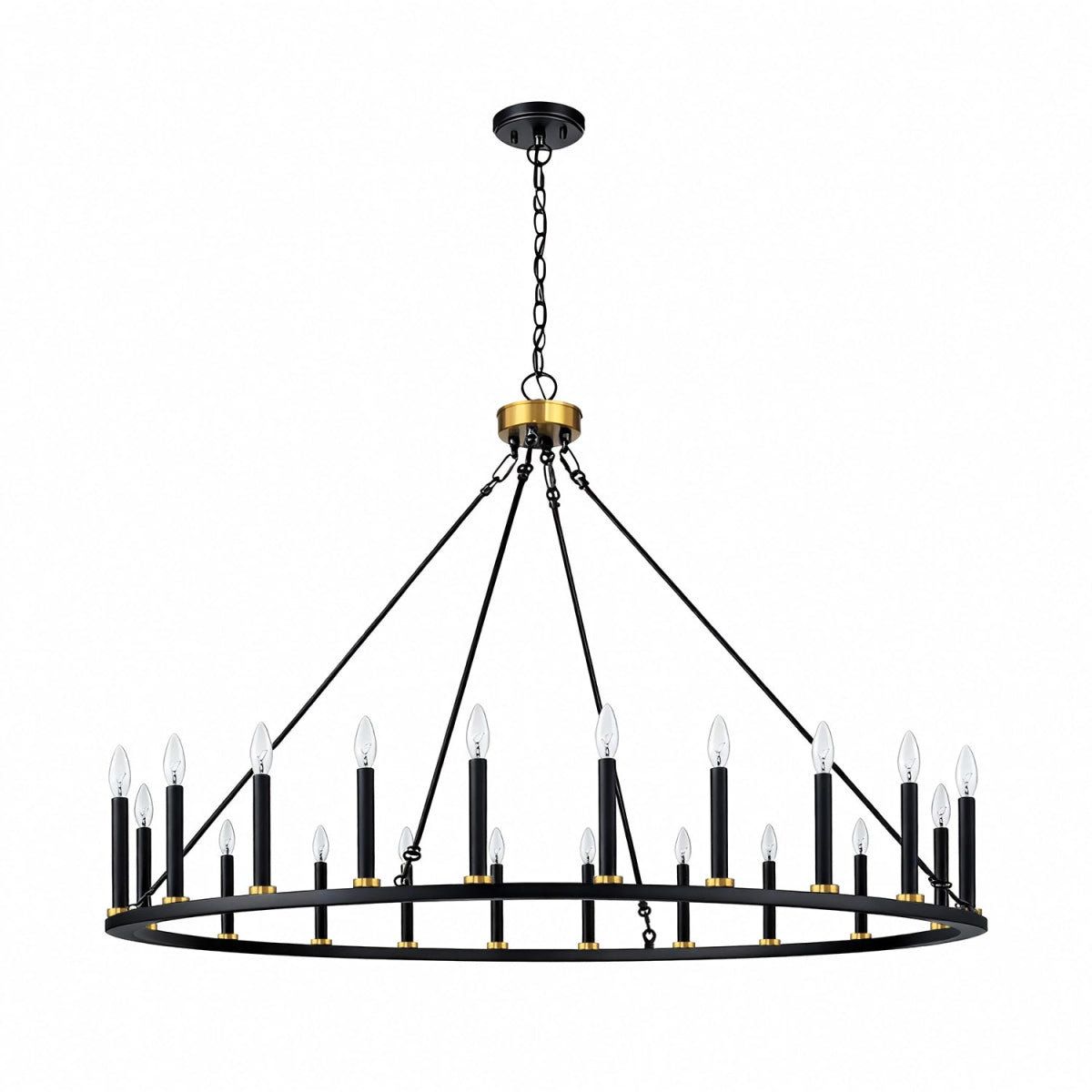 Adriana 19th-C English Wagon Wheel Chandelier, 36″–72″, 10–20 Lights | Farmhouse Metal by Franing