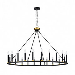 Adriana 19th-C English Wagon Wheel Chandelier, 36″–72″, 10–20 Lights | Farmhouse Metal by Franing