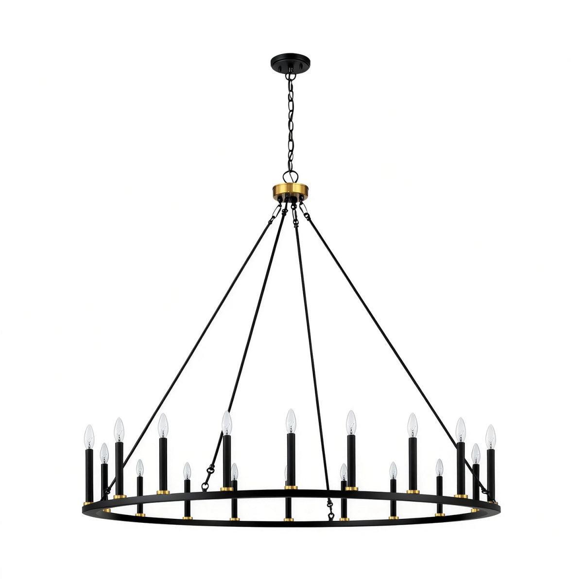 Adriana 19th-C English Wagon Wheel Chandelier, 36″–72″, 10–20 Lights | Farmhouse Metal by Franing