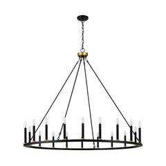 Adriana 19th-C English Wagon Wheel Chandelier, 36″–72″, 10–20 Lights | Farmhouse Metal by Franing