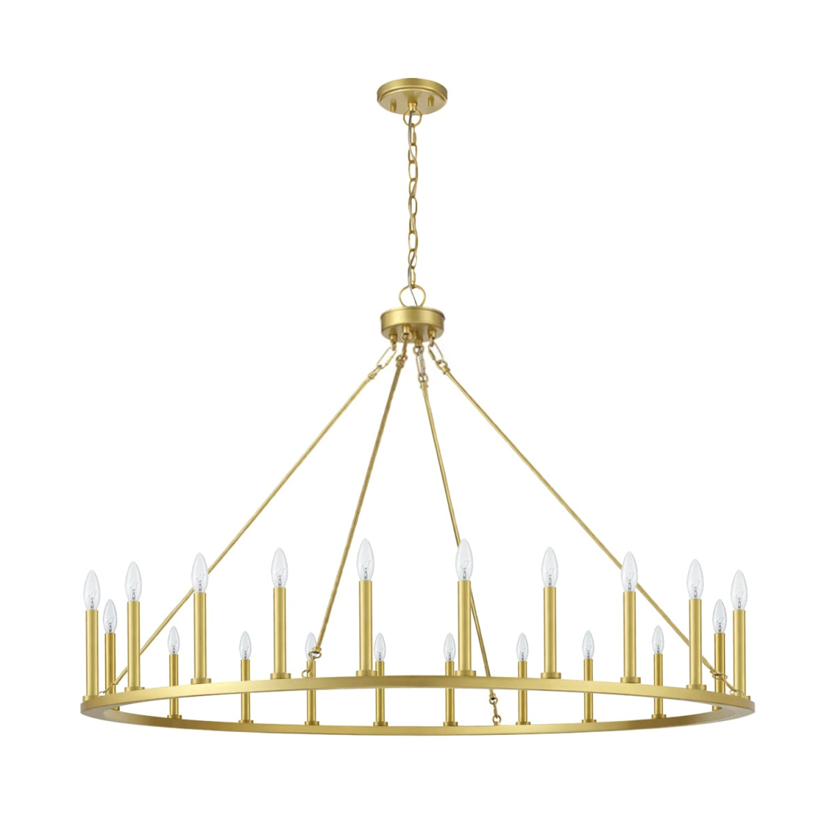 Adriana 19th-C English Wagon Wheel Chandelier, 36″–72″, 10–20 Lights | Farmhouse Metal by Franing